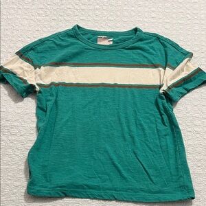 Cat & Jack Teal and Cream rugby/Striped Tee
